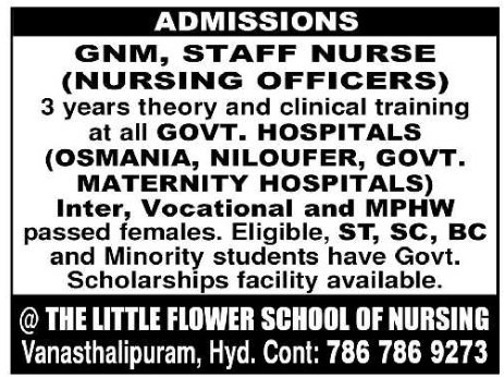 Admissions Open: GNM & Staff Nurse Training