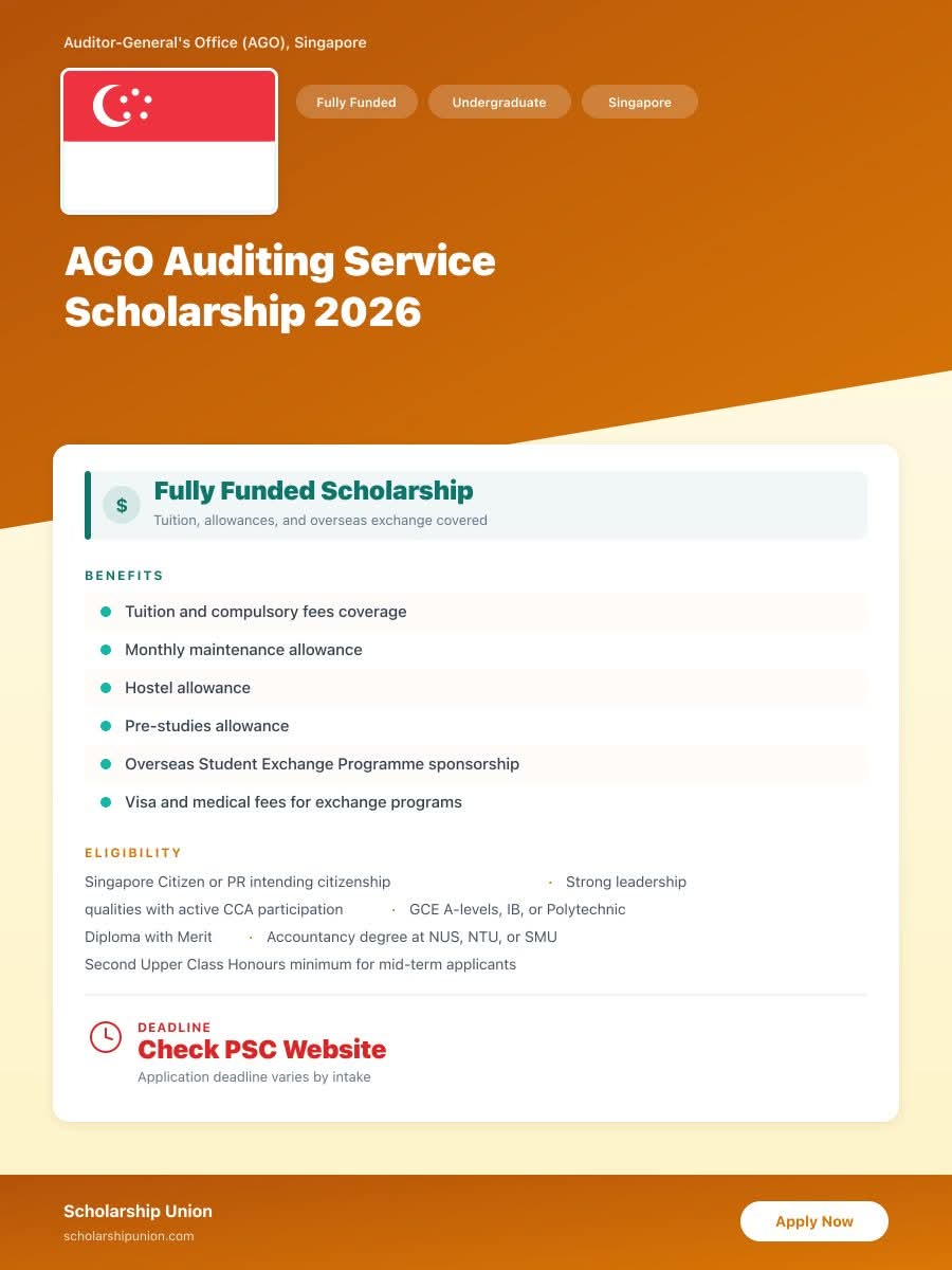 AGO Auditing Service Scholarship 2026 in Singapore
