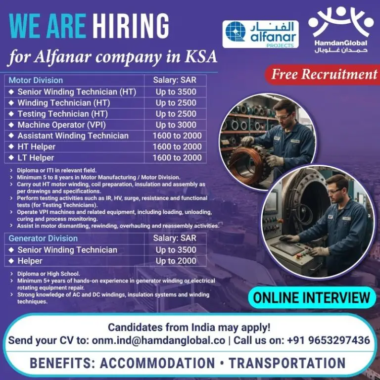 ALFANAR COMPANY - HIRING IN Saudi ARABIA