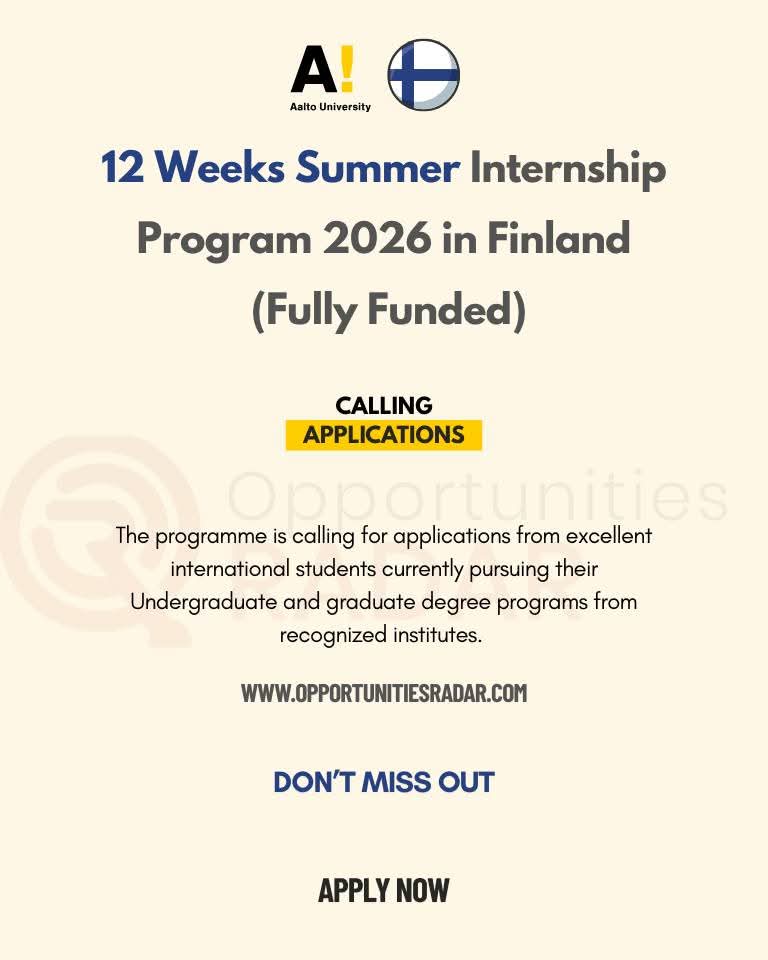 ASCI FINLAND SUMMER INTERNSHIP 2026 (FULLY FUNDED)