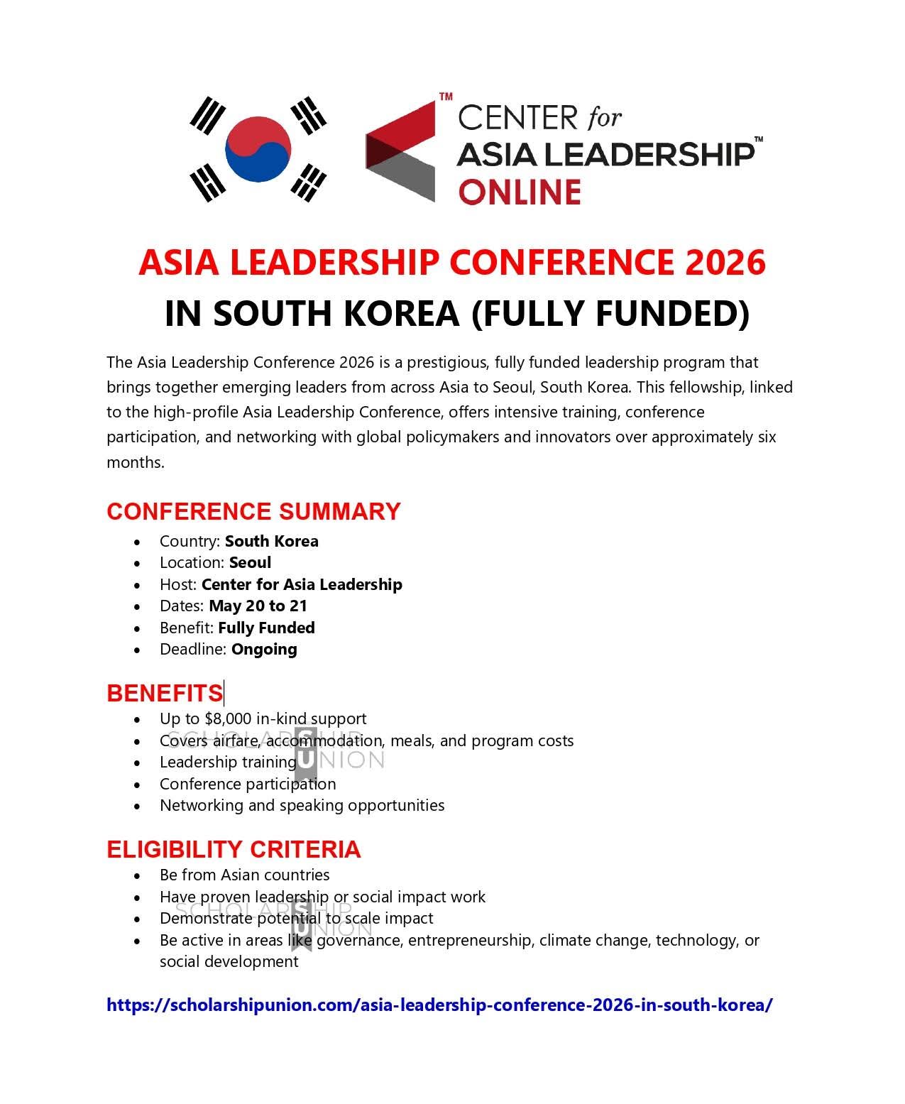 Asian Leadership Conference 2026 in South Korea