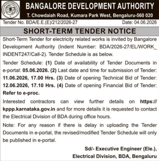 BDA: Electrical Works Short-Term Tender Notice