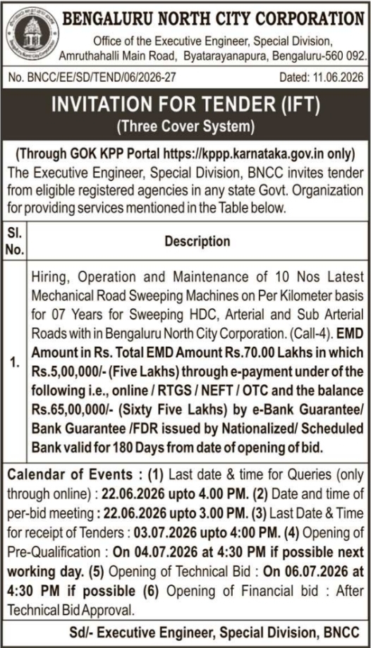 BNCC Road Sweeping Machine Tender