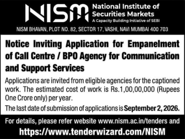 Call Centre and BPO Agency Empanelment by NISM