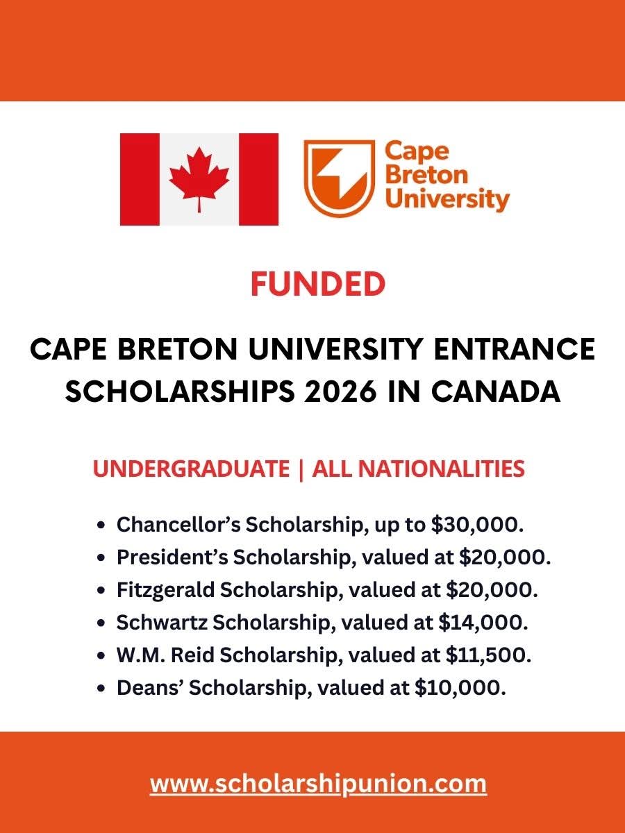 Cape Breton University Entrance Scholarships 2026 in Canada