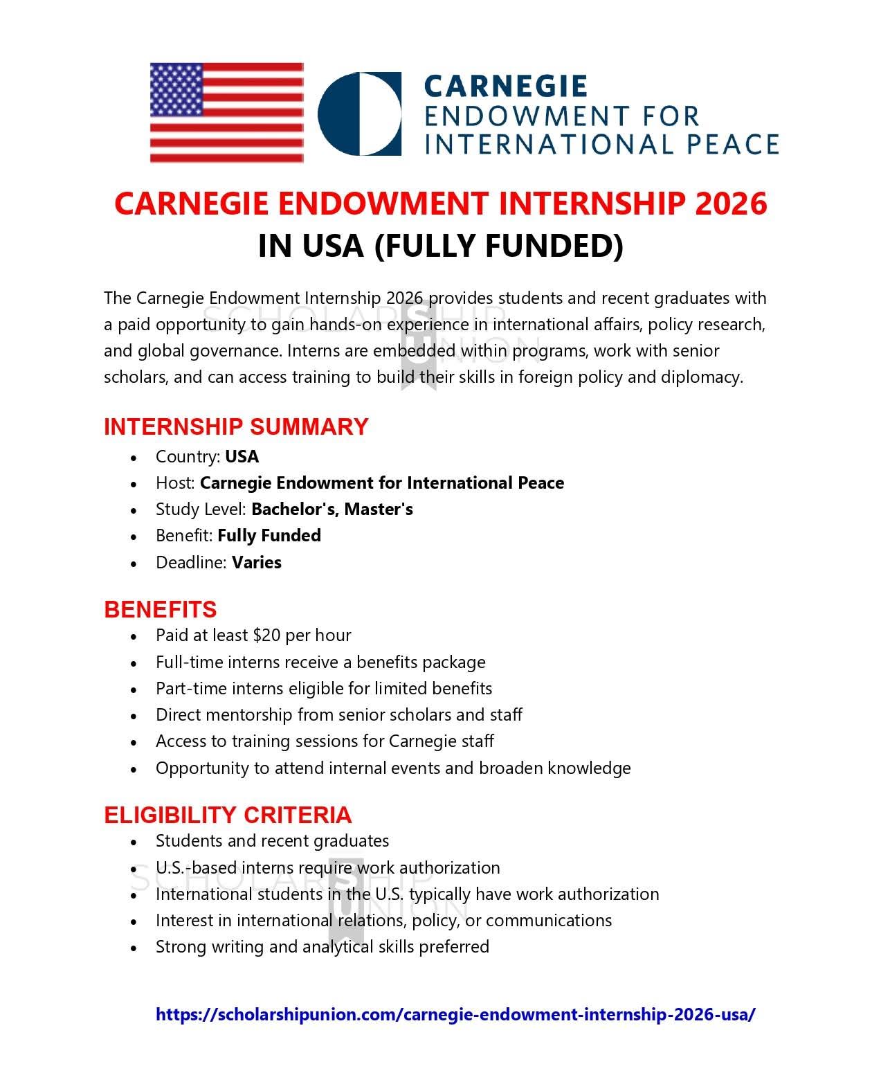 Carnegie Endowment Internship 2026 in USA