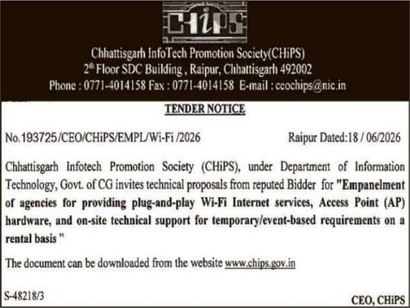 CHiPS Wi-Fi Services Empanelment Tender