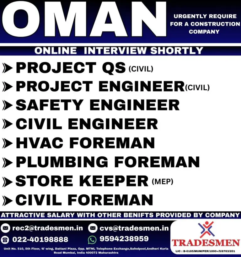 CONSTRUCTION COMPANY HIRING IN OMAN