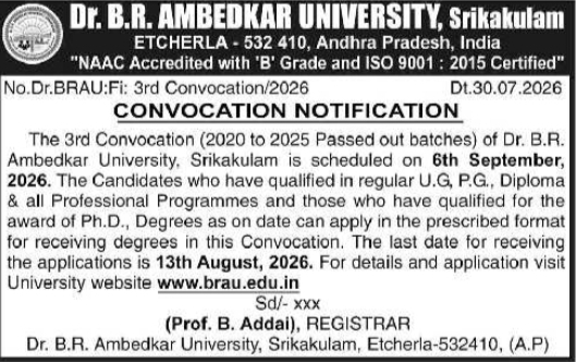 Convocation Notification for Dr. B.R. Ambedkar University