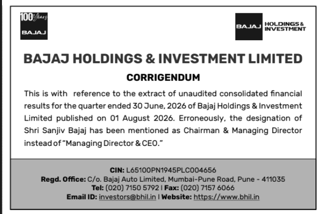 Corrigendum for Executive Designation Correction