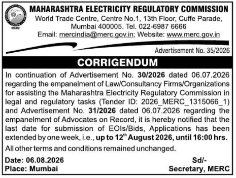 Corrigendum for Legal and Consultancy Empanelment Submission Extension