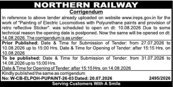 Corrigendum Notice: Locomotive Painting & Sticker Work
