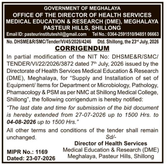 Corrigendum Notice: Medical Equipment Submission Deadline Extension