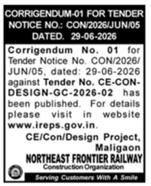 Corrigendum Notice: Railway Construction Design Project