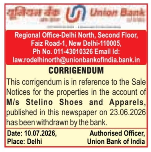Corrigendum: Withdrawal of Property Sale Notices