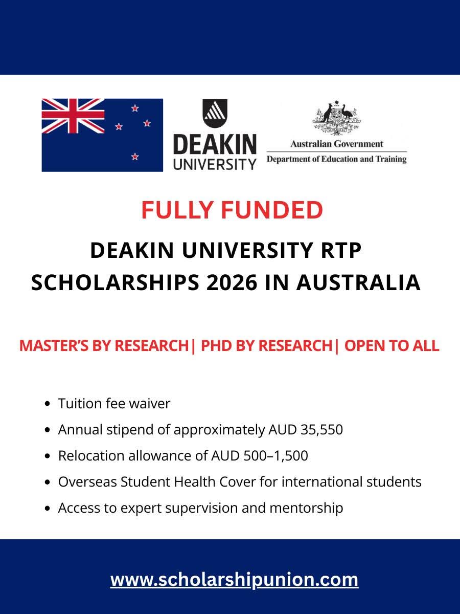 Deakin University RTP Scholarships 2026 in Australia