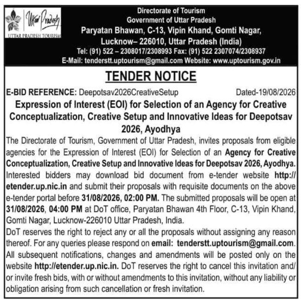 Deepotsav 2026 Creative Agency EOI by UP Tourism