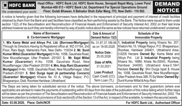 Demand Notice for Non-Performing Assets