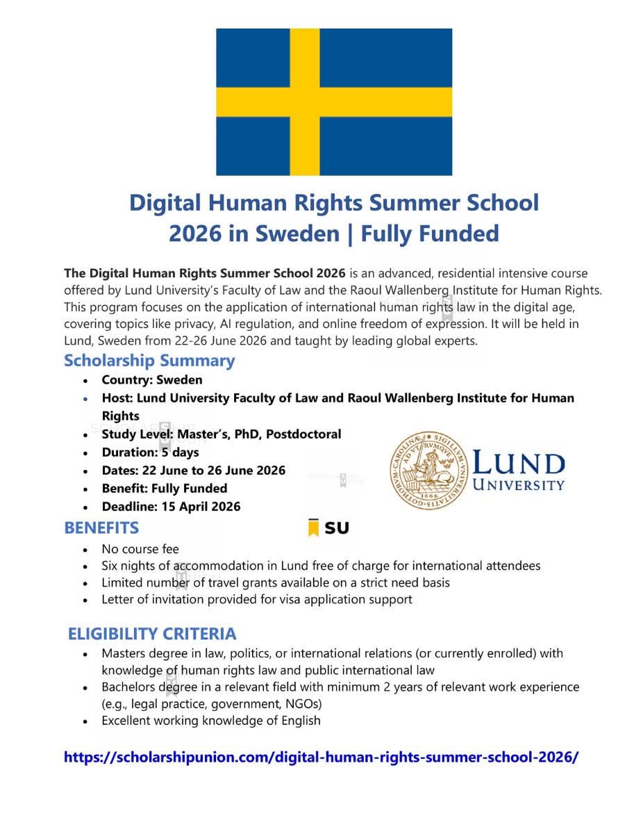 Digital Human Rights Summer School 2026 in Sweden