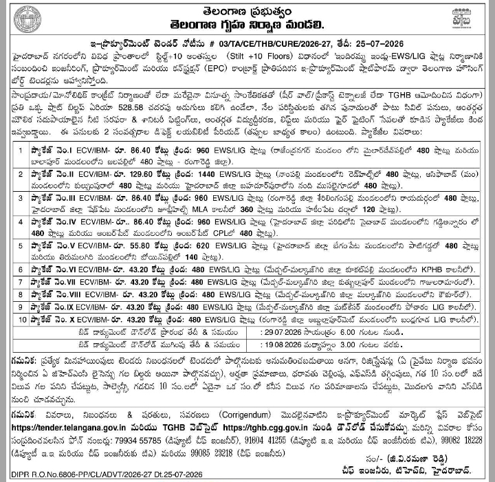 E-Procurement EPC Tender Notice for EWS and LIG Housing