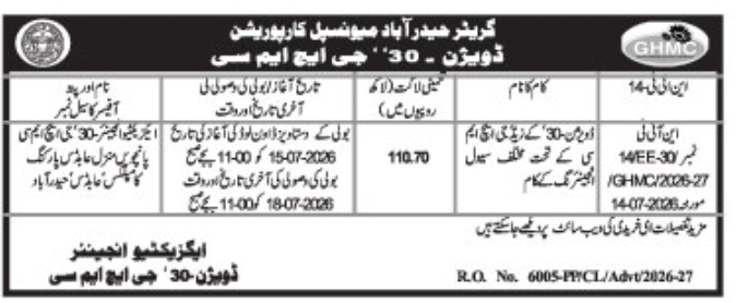 E-Procurement Notice: Civil Engineering Works, GHMC Division-30