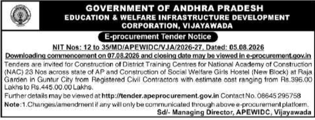 E-Procurement Tender Notice for Institutional Construction by APEWIDC