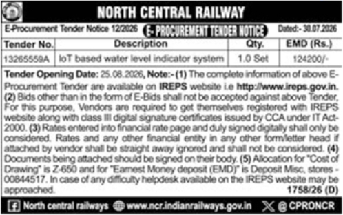 E-Procurement Tender Notice for IoT-Based Water Level Indicators