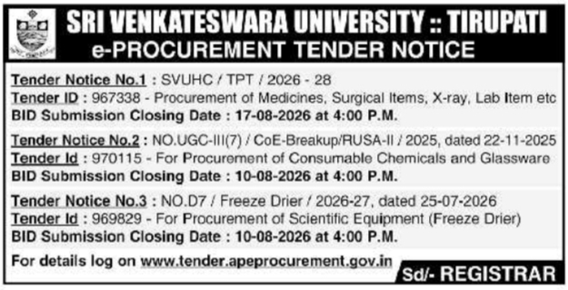 E-Procurement Tender Notice for Medical and Scientific Procurement