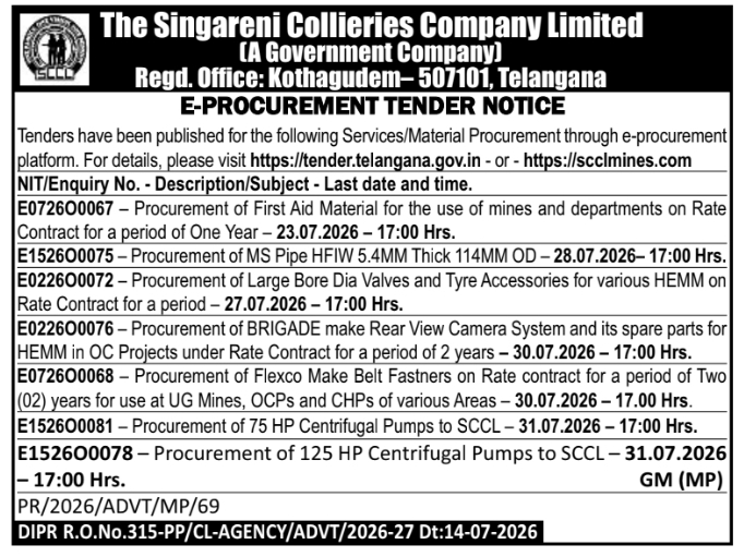 E-Procurement Tender Notice: Mining Materials and Machinery