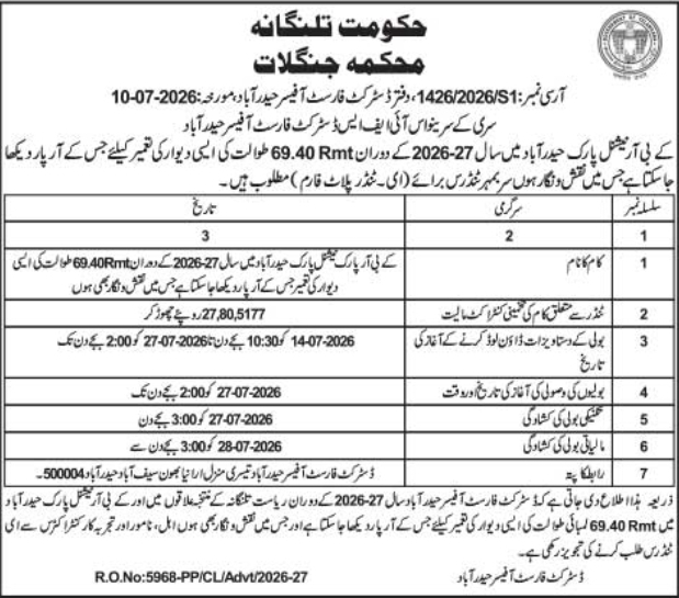 E-Procurement Tender Notice: Park Boundary Wall Construction