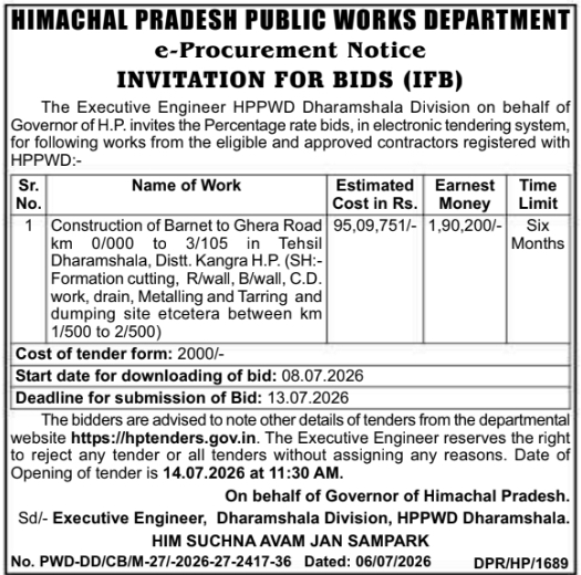 e-Procurement Tender Notice: Road Construction Works