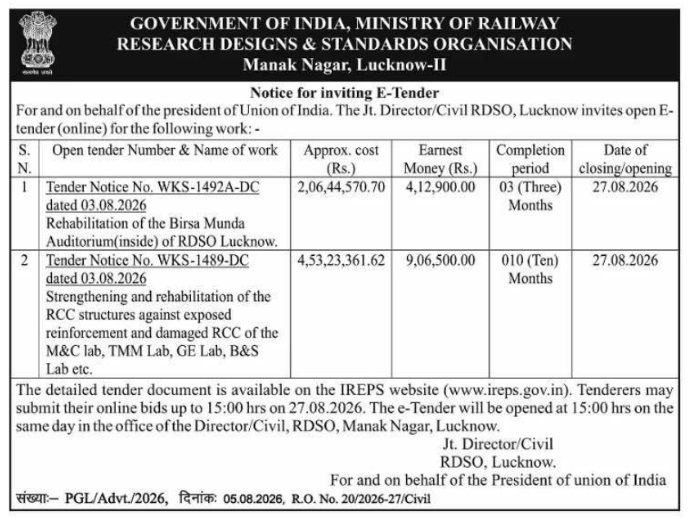 E-Tender for Auditorium Rehabilitation and RCC Strengthening