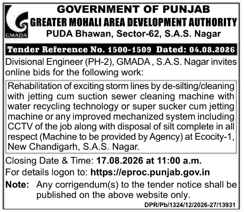 E-Tender for Storm Line Rehabilitation and Cleaning