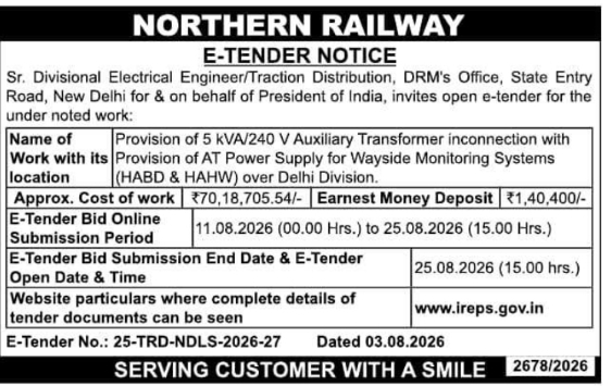 E-Tender Notice for Auxiliary Transformer Provision