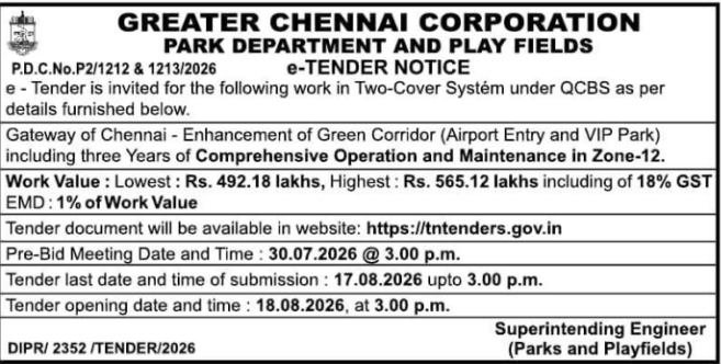 e-Tender Notice: Green Corridor Enhancement (GCC)