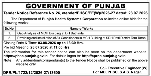E-Tender Notice: Hospital Building Analysis and AC Installation