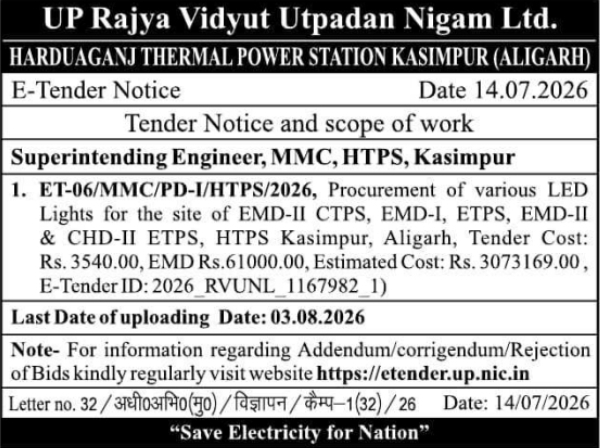 E-Tender Notice: Procurement of Various LED Lights