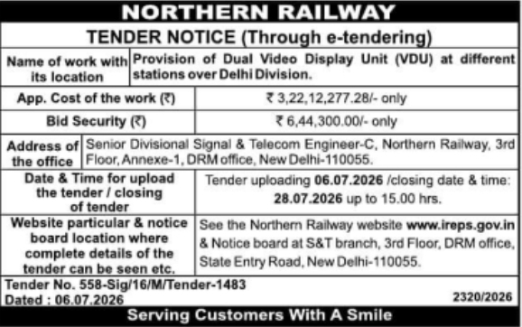 e-Tender Notice: Railway Signaling & Telecom Station Works