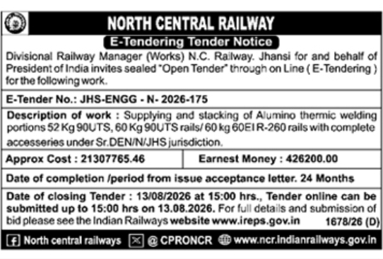 E-Tendering Tender Notice : Rail Welding Materials Supply