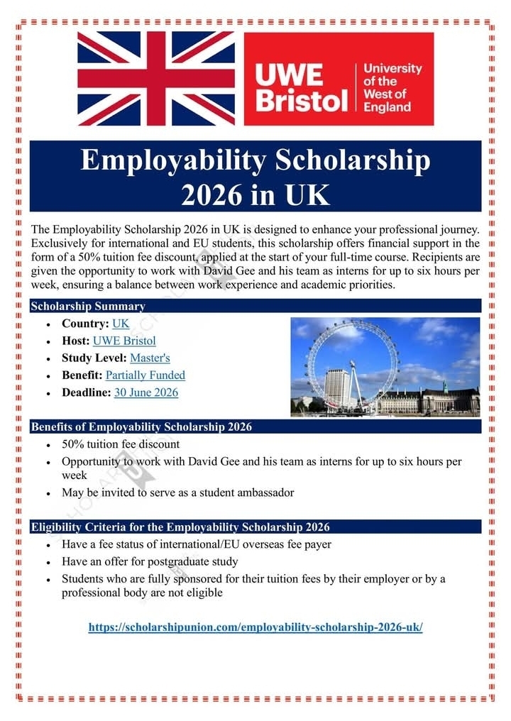 Employability Scholarship 2026 in UK