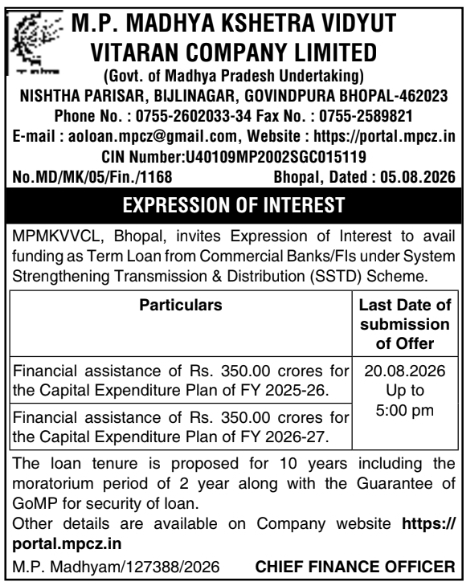 EOI for Term Loan SSTD Scheme Funding