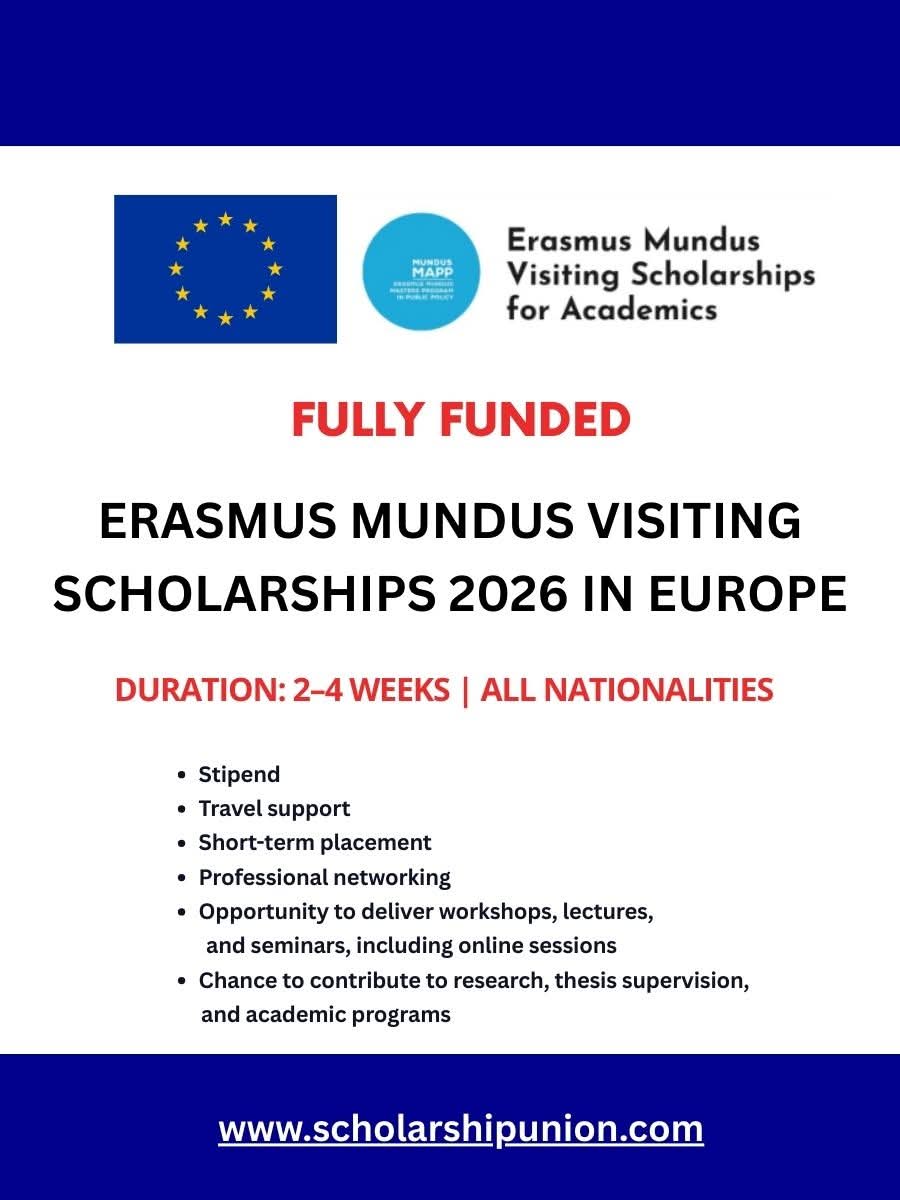 Erasmus Mundus Visiting Scholarship 2026 in Europe