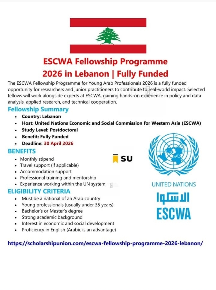 ESCWA Fellowship Programme 2026 in Lebanon