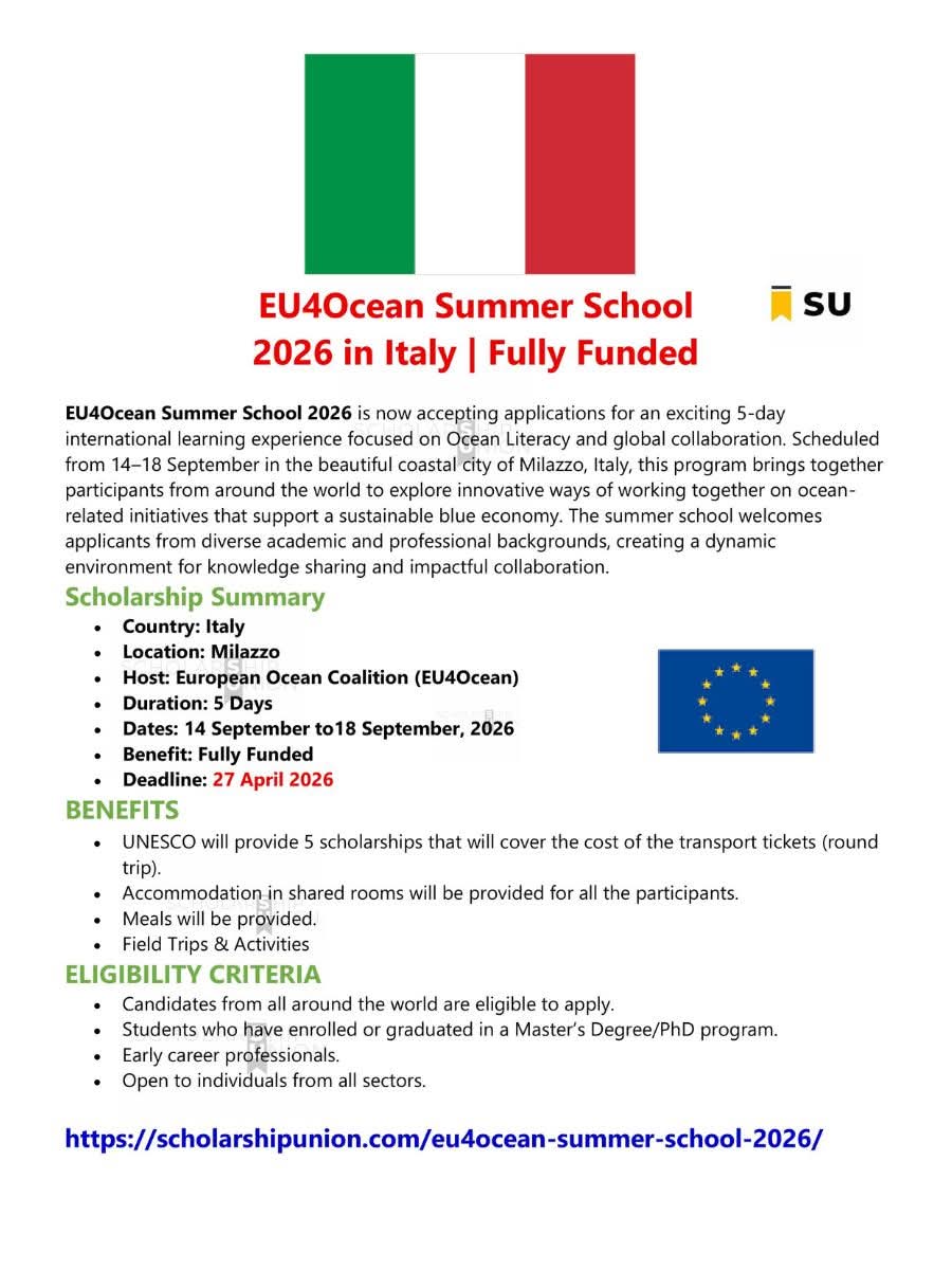 EU4Ocean Summer School 2026 in Italy