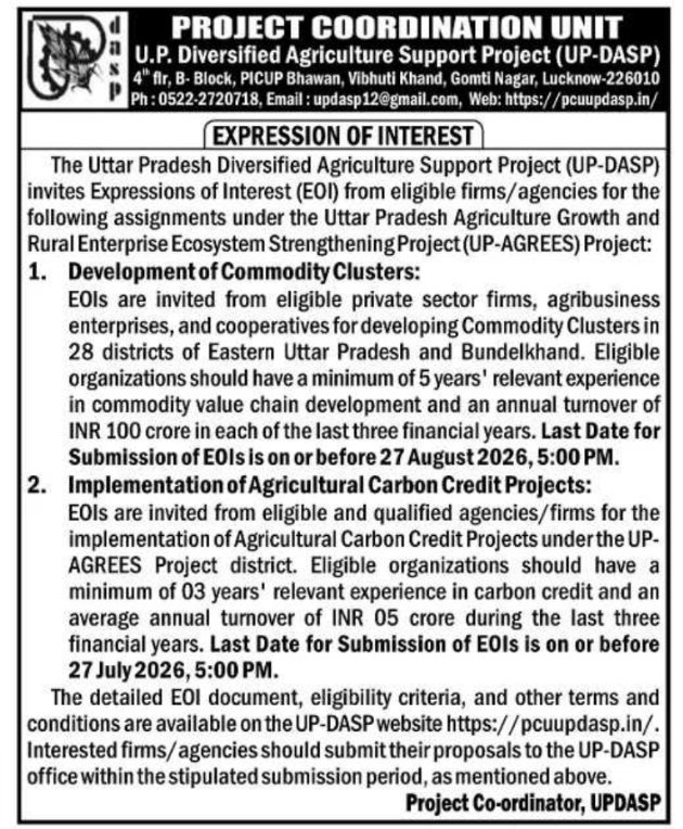 Expression of Interest: Agriculture Cluster Development & Carbon Credits
