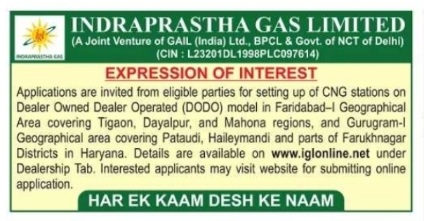 Expression of Interest: CNG Station Dealership Setup