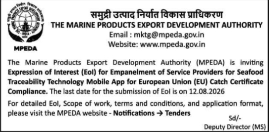 Expression of Interest for Seafood Traceability Application Development by MPEDA
