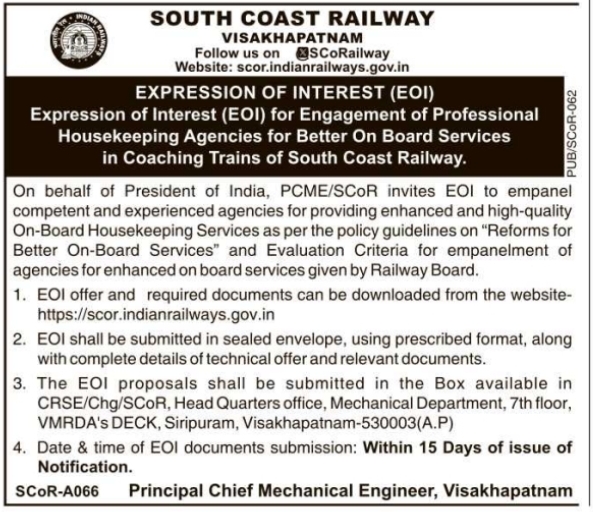 Expression of Interest: On-Board Housekeeping Services for Trains