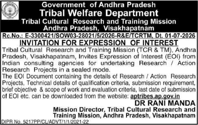 Expression of Interest: Tribal Welfare Department Research Projects