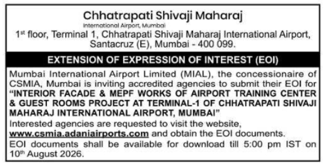 Extension of Expression of Interest (EOI) for Airport Infrastructure Project